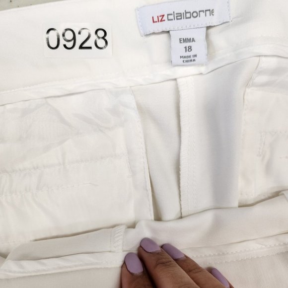 Liz Claiborne Womens Ankle Capri Stretch Pants Size 18 Career Emma Classic White - Picture 15 of 15